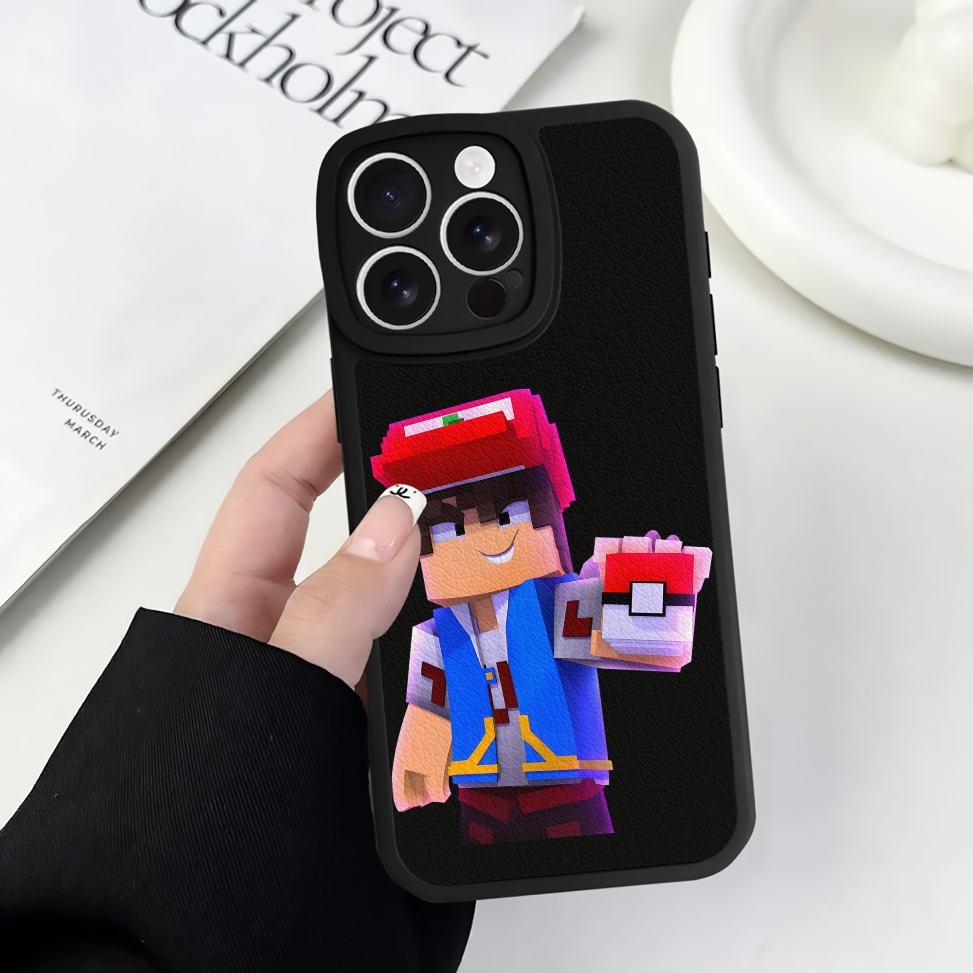 （画像用） マインクラフト ブロックの世界 Minecraft MC Block world 【iPhone 16シリーズ対応】シリコンスマホケース（レザー調） 材質：シリコン